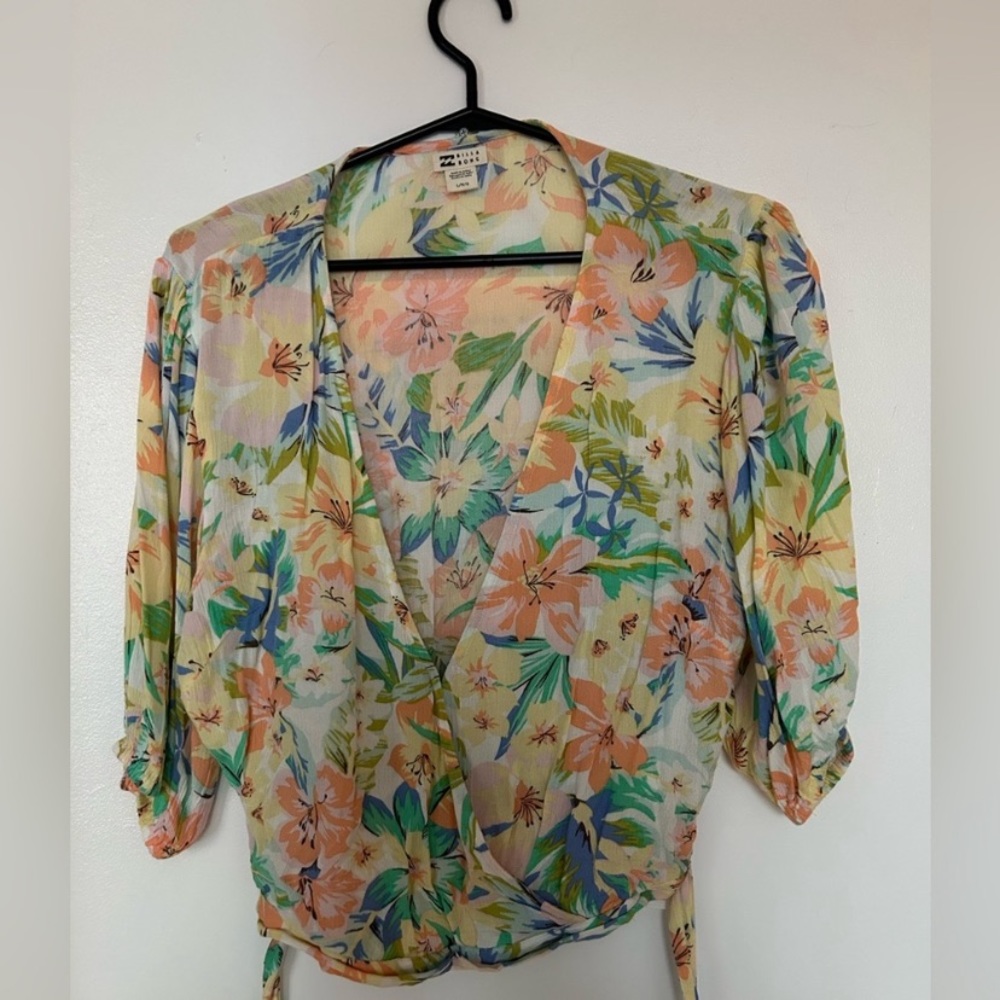 Billabong Floral Crop Wrap Top